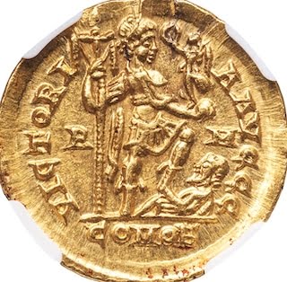 6. Gold coin produced by the Roman Imperial Mint.