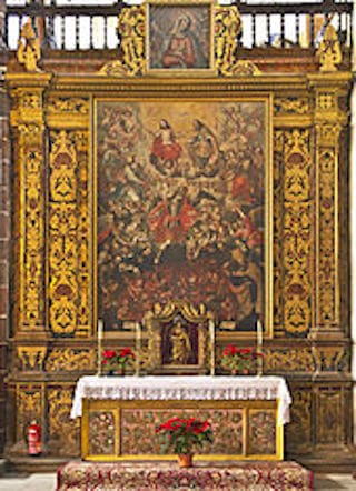 5 Altarpiece of the souls in purgatory. Church of the Immaculate Conception Santa Cruz de Tenerife Spain.