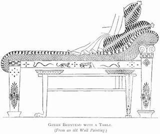 6 Greek Bedstead with a Table. From an old Wall Painting.